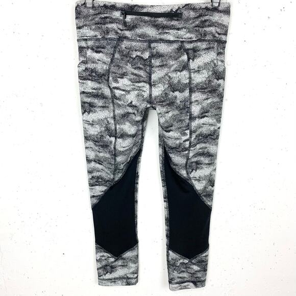 Lululemon Womens Pace Rival Crop Leggings Power Luxtreme Hazy Days Black White 6 - Picture 3 of 9